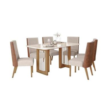 Imagem de Mesa Jantar Yara 160 6 Cadeiras Anne Linho - Henn