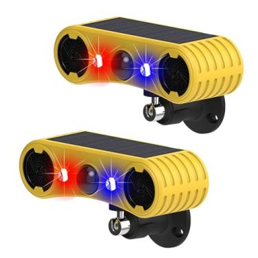 Imagem de WONFAST Alarme De Sensor De Movimento Estroboscópico Solar, Luz De Advertência Led Vermelha E Azul Piscante Para Ambientes Externos, Alto-Falante Duplo De 129 Db, Sistema De Alerta De Segurança Com