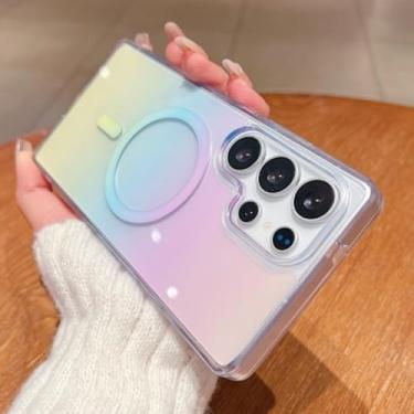 Imagem de MVVKKY Para Samsung Galaxy S24 Ultra Fashion Gradient Clear Magnetic Case Alll Inclusive Anti Fall Soft Silicone Shockproof Cover (Para Samsung Galaxy S24 Ultra/Colorido)