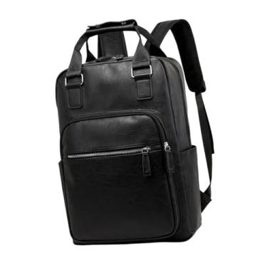 Imagem de Dynwave Bolsa de bateria de couro PU Bolsa de mochila de moda portátil Menlish Men Bag Drum Travel Laptop Backpack Drum Acessórios, Preto