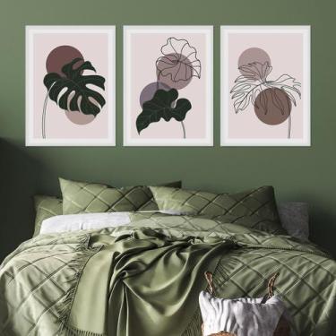 Imagem de Kit Quadro Decorativo Boho Philodendron Moldura Branca - Inove Papéis 