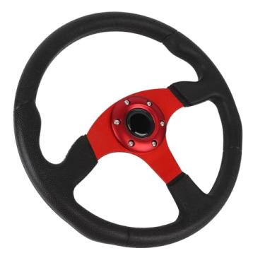 Imagem de 14 in Universal Racing Wheel Com Couro PU, Estrutura de Alumínio Compatível Com a Maioria Dos Veículos que Corriam Carros Ideais para Modificação Automotiva (Vermelho)