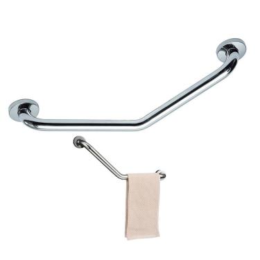 Imagem de Barra Alça Apoio Angular 25x25cm Box Banheiro Acessibilidade Criança Idoso Segurança 