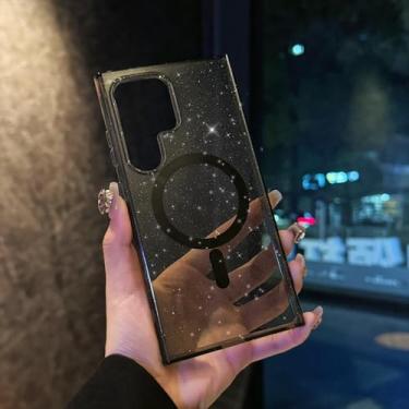 Imagem de MVVKKY Para S24 Ultra Cases Homens Mulheres Glitter Phone Case Transparente Acrílico Capa (Para S24 Ultra/Preto CiXi)