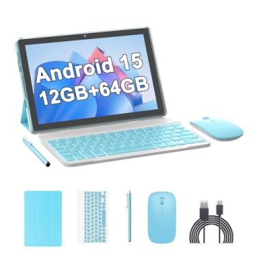 Imagem de Tablet de 10 polegadas Android 15 (não vai), tablets com teclado 64 GB de ROM + 12 GB de RAM (expansão de 4 + 8 meses), suporta expansão de 1 TB 2 MP + 8 MP, câmera dupla, 6000 mAh, 5G, WiFi6, tablet