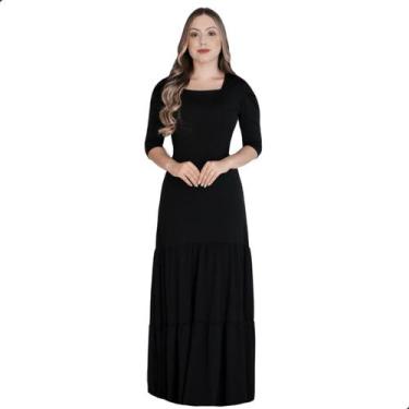 Imagem de Vestido Feminino Longo Tubinho Mangas 3/4 Moda Evangélica - KOPYTTA, P