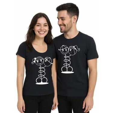 Imagem de Kit Camisetas Casal Namorados Amarradinhos Com Sacolinha de Presente