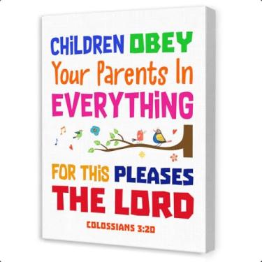 Imagem de OTINGQD Arte de parede cristã para crianças, decoração de parede das escrituras bíblicas, arte de parede de berçário cristão, decorações de escola dominical para sala de aula, decoração de parede em