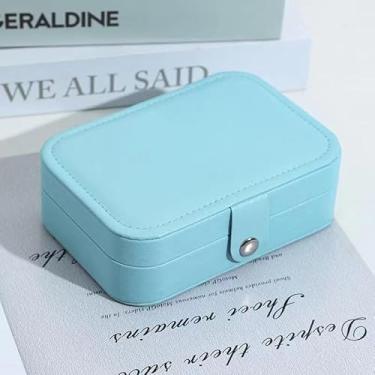 Imagem de Estojo Duplo Maleta Porta Joias Veludo Organizador Viagem Médio Caixa Organizadora (grande azul claro)