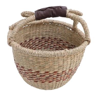 Imagem de Cesta de linho rural aninhada cesta de piquenique tecido de alga marinha decorativa pequena cesta de armazenamento rústica com alça para fazer um piquenique ou mesa de piquenique organizar atividades