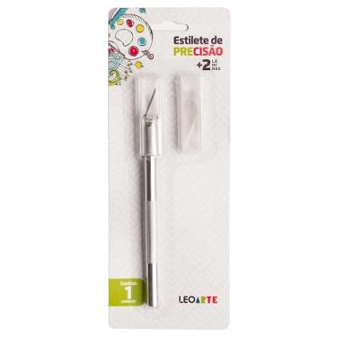 Imagem de Estilete Tipo Bisturi C/2 Laminas Extras Blister Leo&leo Leonora, Prata