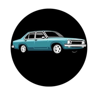 Imagem de Adesivo Redondo Decorativo com Carro, 5cm, Design Retrô (Carro Az1)