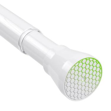 Imagem de Varão de cortina de tensão 76 a 152 cm sem perfuração, haste branca de mola de tensão, haste de cortina ajustável, extensível, tensão de pressão de chuveiro, para janelas e portas de armário