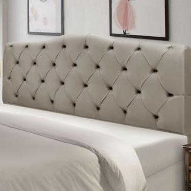 Imagem de Cabeceira de Cama Box Madeira Estofada Casal Veneza (Capuccino)