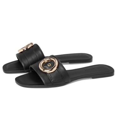 Imagem de Steve Madden Sandália feminina Reef Slide, Couro preto, 38