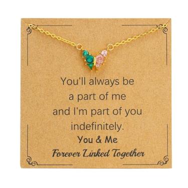 Imagem de SOPIFY Colar feminino com pedra do mês de nascimento de borboleta, dourado, delicado para mãe, filha, irmã, avó, neta, amigas, melhores presentes de pedra do mês de nascimento, Adjustable, Cobre, Sem