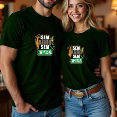 Imagem de Camiseta Algodão Unissex Casal Country Estampa Sem Agro Sem Vida Namor