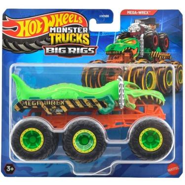 Imagem de Hot Wheels Monster TRUCKS Caminhoes Reboque Mega WREX Verde Mattel HWN86