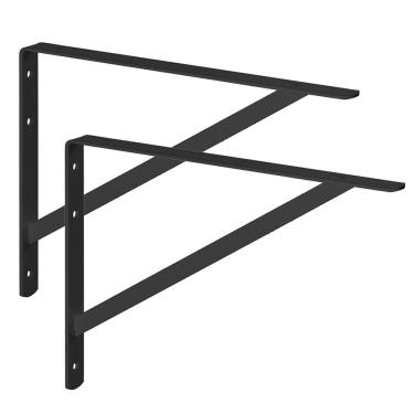 Imagem de Kit 2 Suporte Prateleira Mão Francesa Pesada Aço 50Cm Preto