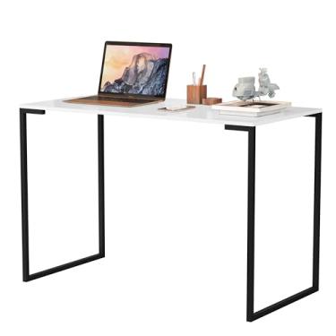 Imagem de Escrivaninha Mesa Industrial 90cm Tampo MDP com Pés de Metal Ideal para Home Office Quarto e Escritório Compacto (Branco/Preto)