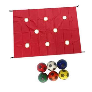 Imagem de YIJU Conjunto de lona com 6 bolas para jardim de infância, pré-escola, brincadeiras para crianças, atividades interativas de construção de equipe, Vermelho