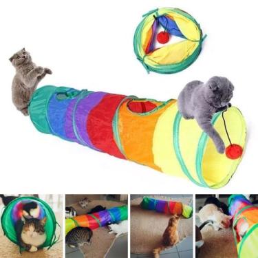 Imagem de Tunel De Gato Brinquedo Pet Coelho Bolinha Labirinto Interativo Retrat