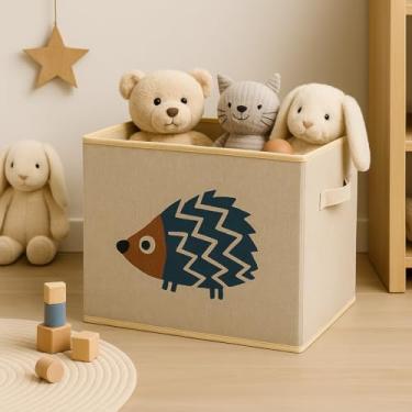 Imagem de Caixa Organizadora Infantil Brinquedos Linho Tampa Baú Animal Box Oky's (PORCO ESPINHO)
