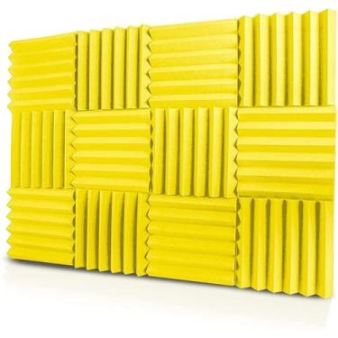 Imagem de 12 Peças De Espuma Acústica Pels Wedges Espuma à Prova De Fogo à Prova De Som Espuma De Caeling De Ruído Para Estúdios De Gravação Escritórios Casa, Yellow