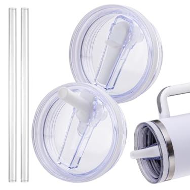 Imagem de Tampa de canudo para copo Stanley de 1,134 g e 1,814 g. Tampa de canudo dobrável à prova de vazamento serve para Stanley Cup Quencher H2.0 1,134 g/1,8 g e copo ProTour 1,134 g/1,814 g (branco, pacote