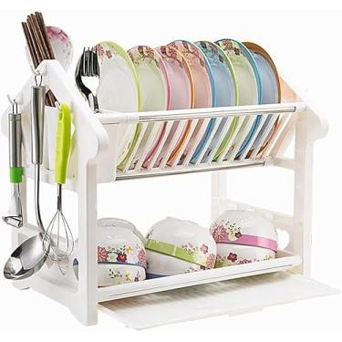 Imagem de Prateleira De Pratos De Plástico Tipo Gaveta De Armário Armazenamento De Talheres Caixa Dona De Casa Dreno Bandeja De Secagem Prateleira De Armazenamento