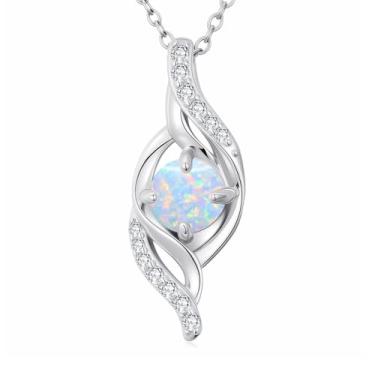 Imagem de Aihpos Colar feminino com pingente de pedra do mês de nascimento do infinito torcido prata banhada a platina, 45 cm a 50 cm