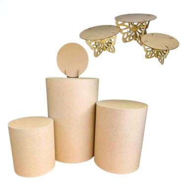 Imagem de Decoração Versátil – Trio de Cilindros e Painel Arco MDF (CILINDROS + CUBO BABY)