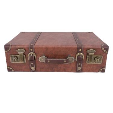 Imagem de Asixxsix Baú de Armazenamento Vintage, Mala de Bagagem Decorativa Portátil Caixa de baú de Tesouro Retangular Com Alça de Couro para Lembranças, Artesanato, Adereços de Filmes