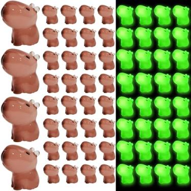 Imagem de 50 peças de mini animais de resina que brilham no escuro, figura de capivara, ornamento, estatuetas de animais em miniatura para esconder, bugigangas de festivais, mesa, ao ar livre, decoração de