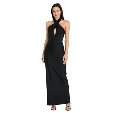 Imagem de Vestido maxi colado ao corpo com costas abertas - elegante para noite, Preto, 38