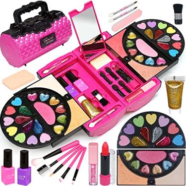 Imagem de Kit de maquiagem infantil para meninas – 59 peças, maquiagem real e segura para meninas, maquiagem lavável, kit de maquiagem de brinquedo de princesa para crianças, brinquedos para meninas de 4 a 12