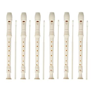 Imagem de Plzoslly 6 peças de gravador soprano descente de 8 furos para crianças, instrumento de gravador de música de plástico para crianças com haste de limpeza