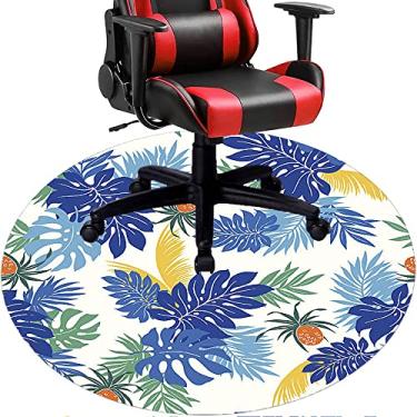 Imagem de Tapete de cadeira de escritório com flores, textura de flor, tapete de cadeira de mesa para piso de madeira de escritório em casa, protetor de piso de pilha baixa, redondo 119 cm