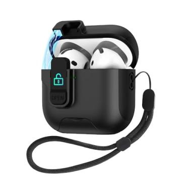Imagem de Capa de fone de ouvido com suporte magnético para vagens de ar 1 estojos de luxo para capa protetora de ar pods2 com cordão de qualidade,for airpods 1/2,Black