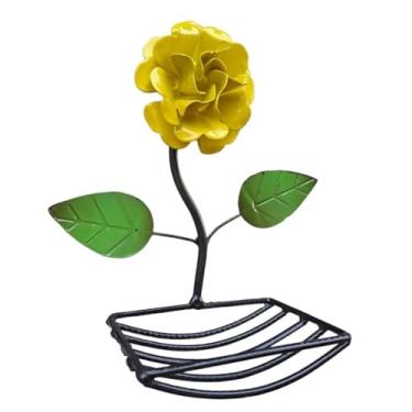 Imagem de Porta Sabonete Barra De Parede Com Flor Em Ferro (Amarelo)