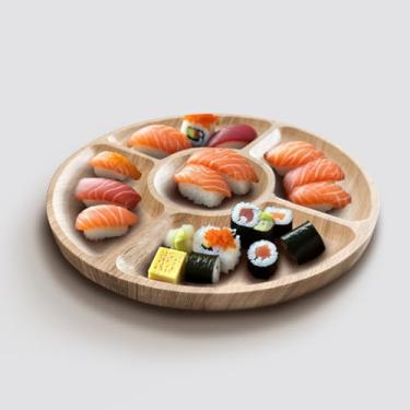 Imagem de Bandejas de servir de madeira MDF – Bandejas decorativas duráveis e elegantes para jantar ou decoração de casa (redondas)