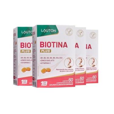 Imagem de Kit 4x Biotina Plus com Vitaminas e Zinco 60 cápsulas Lauton - Lauton 