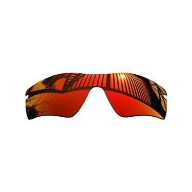 Imagem de MYCOURAG Lentes de reposição polarizadas com proteção UV para óculos de sol Oakley Radar Path/Radar Path Asian Fit (AF) – Vermelho fogo espelhado revestido polarizado