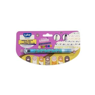 Imagem de Marca Texto Com Cheirinho De Frutas Glitter + Carimbo Roller LYKE, Azu