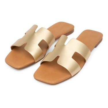 Imagem de Sandália Rasteira Feminina Rasteirinha Modelo H Fashion Slide (Rose, BR, Adulto, Numérico, 40)