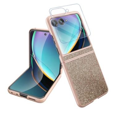 Imagem de Capa para Motorola Razr 2024 Glitter Moto Razr 2024 Capa de corpo inteiro à prova de choque Bling Motorola Razr 50 com protetor de tela externo integrado e proteção de dobradiça 【Não serve para Razr