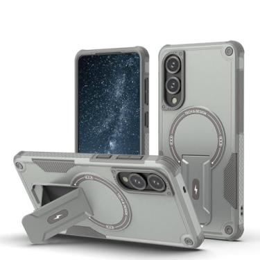 Imagem de Capa para Galaxy A56 5G resistente a quedas e com suporte (para Galaxy A56 5G/cinza)