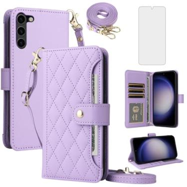 Imagem de Furill Capa de celular para Samsung Galaxy S23 Plus S23+ 5G capa carteira celular com película de vidro temperado alça flip suporte para cartão de crédito S23plus 23S + S 23 23+ SM-S916U 16.8 cm