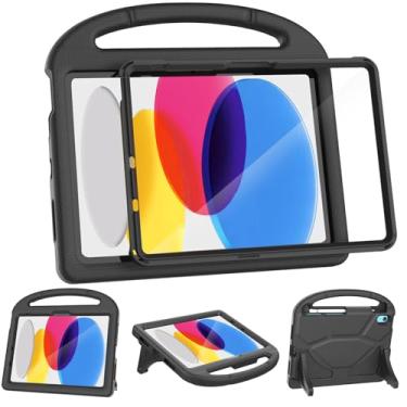 Imagem de VICVOL Capa infantil para iPad 11ª geração (A16 11 polegadas 2025) e iPad 10ª geração (11 polegadas 2022) – Capa protetora à prova de choque com protetor de tela, suporte de lápis e alça, preta
