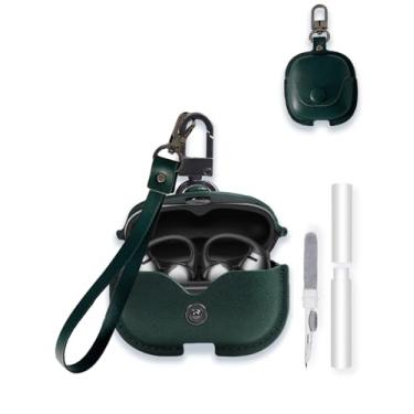 Imagem de Capa para fone de ouvido SHOKZ OpenDots ONE E310 com clipe de orelha Bluetooth, capa protetora de couro PU macio estilo WUNIAK Business com chaveiro e kit de limpeza para homens e mulheres, pele à